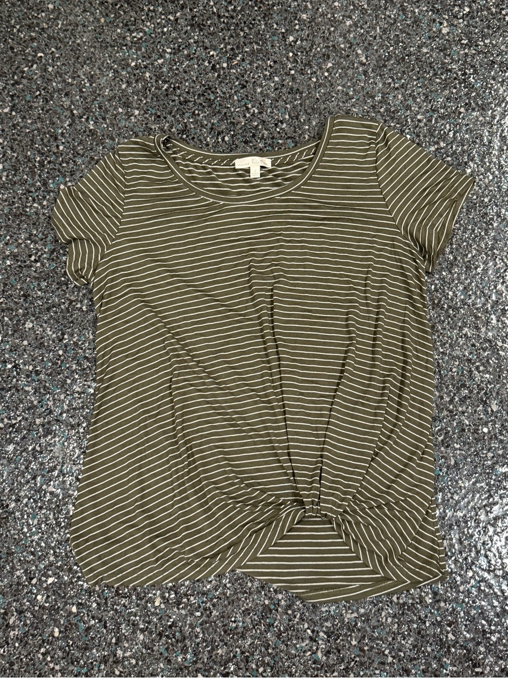 Nine Britton Women's Levie Knot Front Knit Tee Size Large Green & White Striped